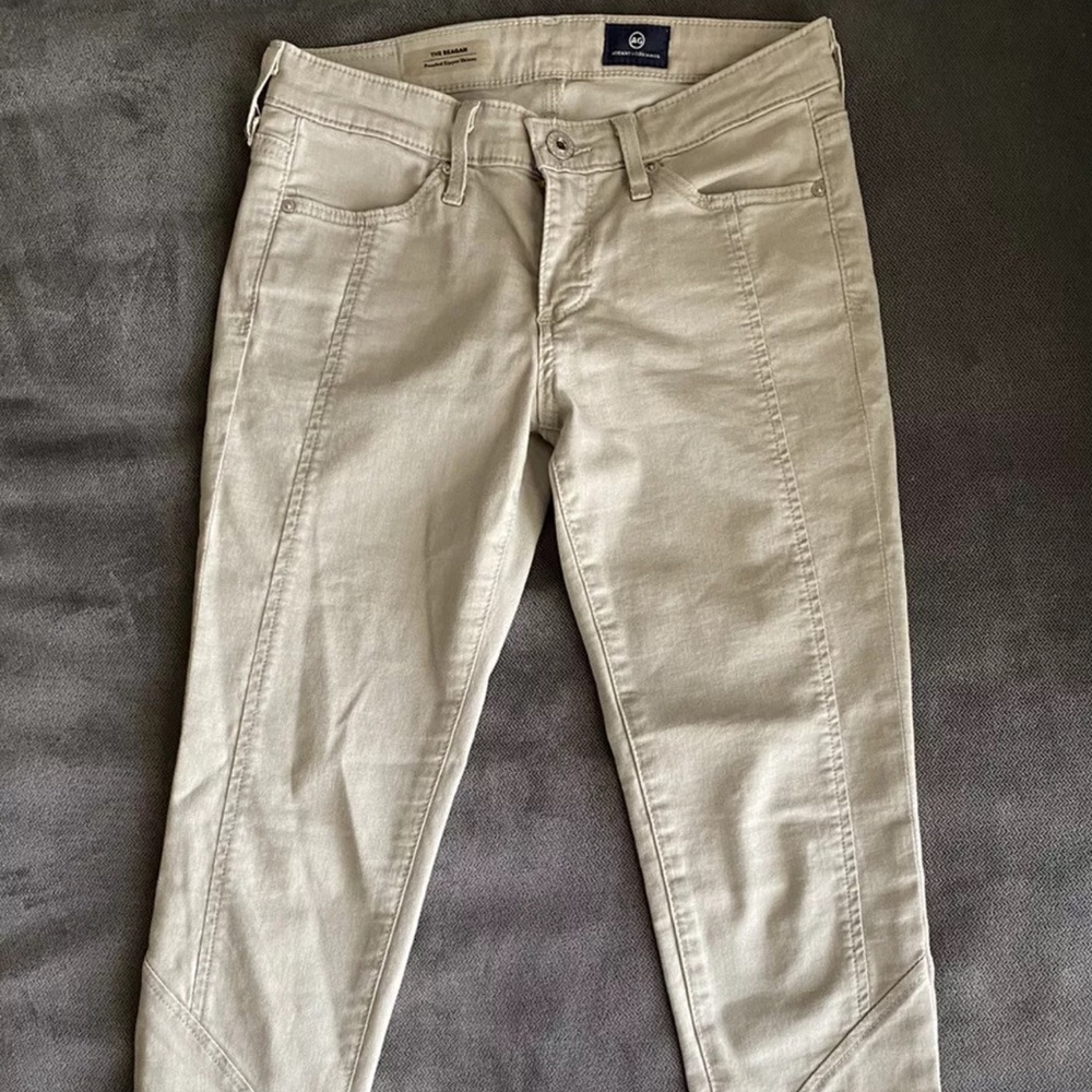 AG Adriano goldschmied The Reagan paneled zipper skinny ivory tan size 27 - Picture 7 of 11
